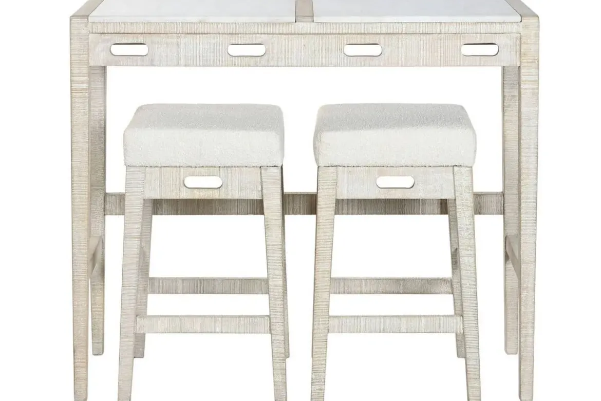 Barra de Cocina en Mármol y Madera con Taburetes MB-220151
