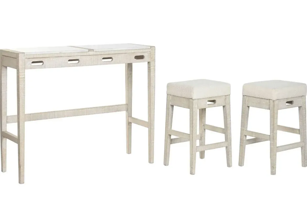 Barra de Cocina en Mármol y Madera con Taburetes MB-220151