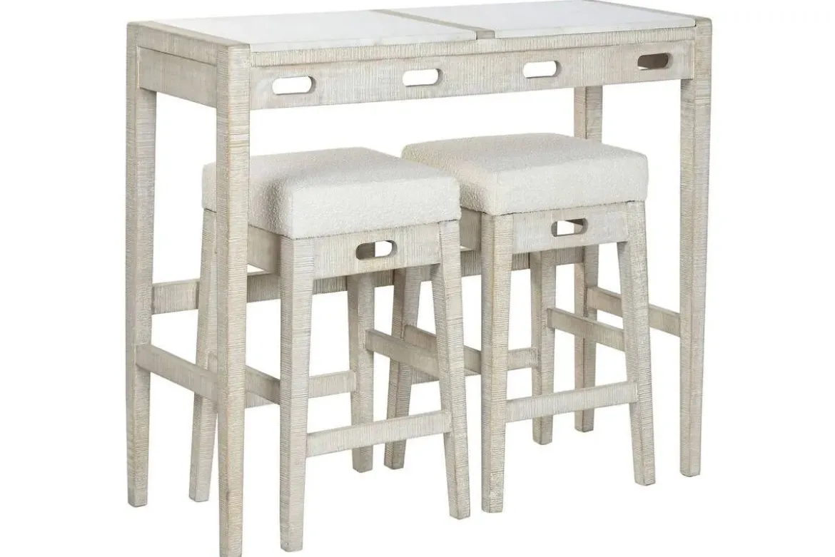 Barra de Cocina en Mármol y Madera con Taburetes MB-220151
