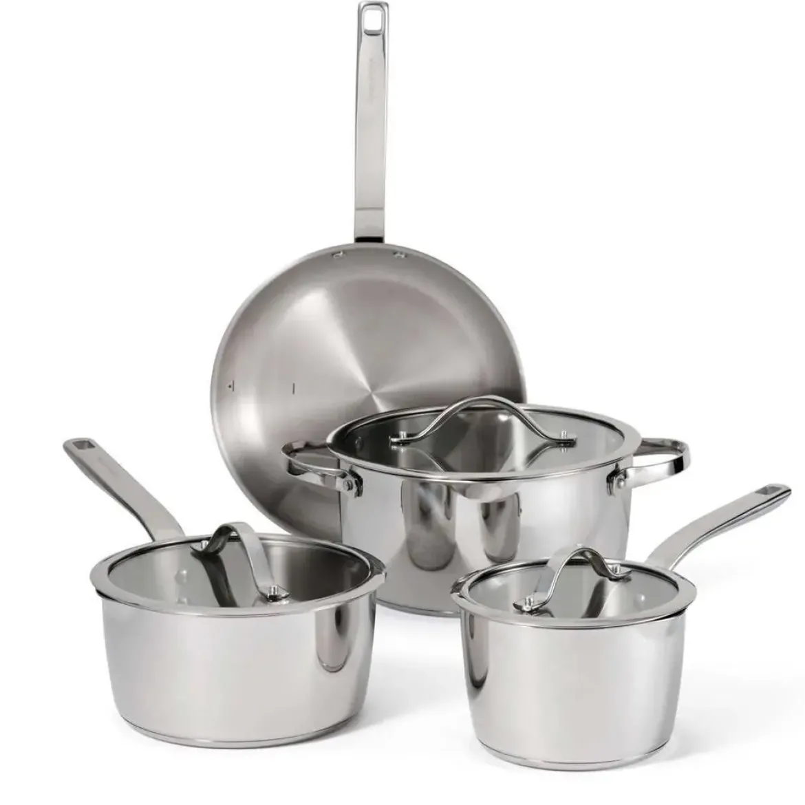 Batería de Cocina 4 Piezas Acero Inoxidable Tramontina TEMPO