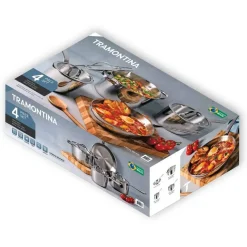 Batería de Cocina 4 Piezas Acero Inoxidable Tramontina TEMPO