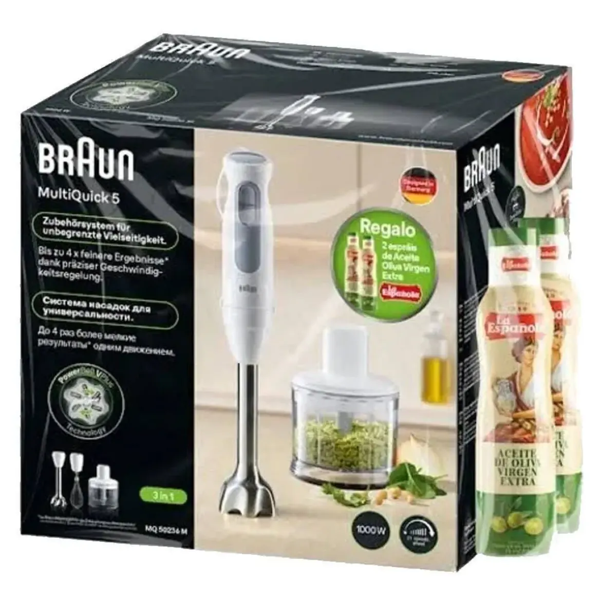 Batidora de Mano Braun MQ 50236 M Minipimer 5 + 2 Botellas de Aceite