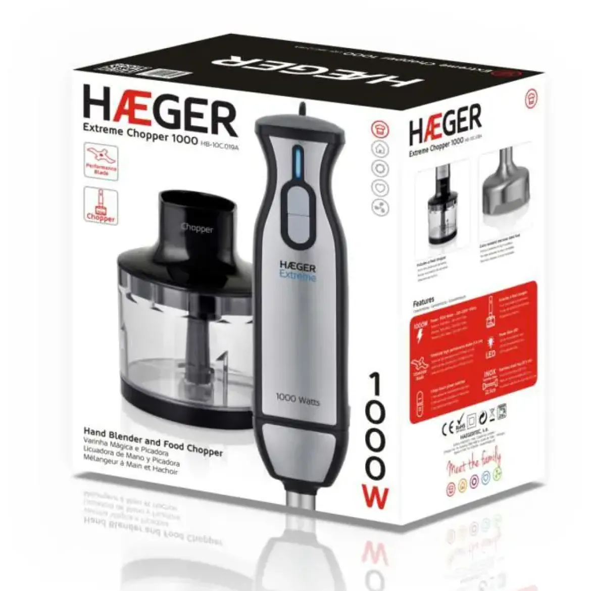 Batidora HAEGER 1000 W Extreme Chopper con Accesorios HB10C019A