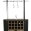 Botellero de Abeto y Metal Negro 90 cm MB-212483