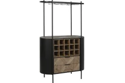 Botellero de Abeto y Metal Negro 90 cm MB-212483