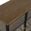 Botellero de Pared Industrial en Madera y Metal con Cristal MB-215977