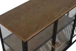 Botellero de Pared Industrial en Madera y Metal con Cristal MB-215977