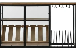 Botellero de Pared Industrial en Madera y Metal con Cristal MB-215977