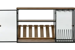 Botellero de Pared Industrial en Madera y Metal con Cristal MB-215977