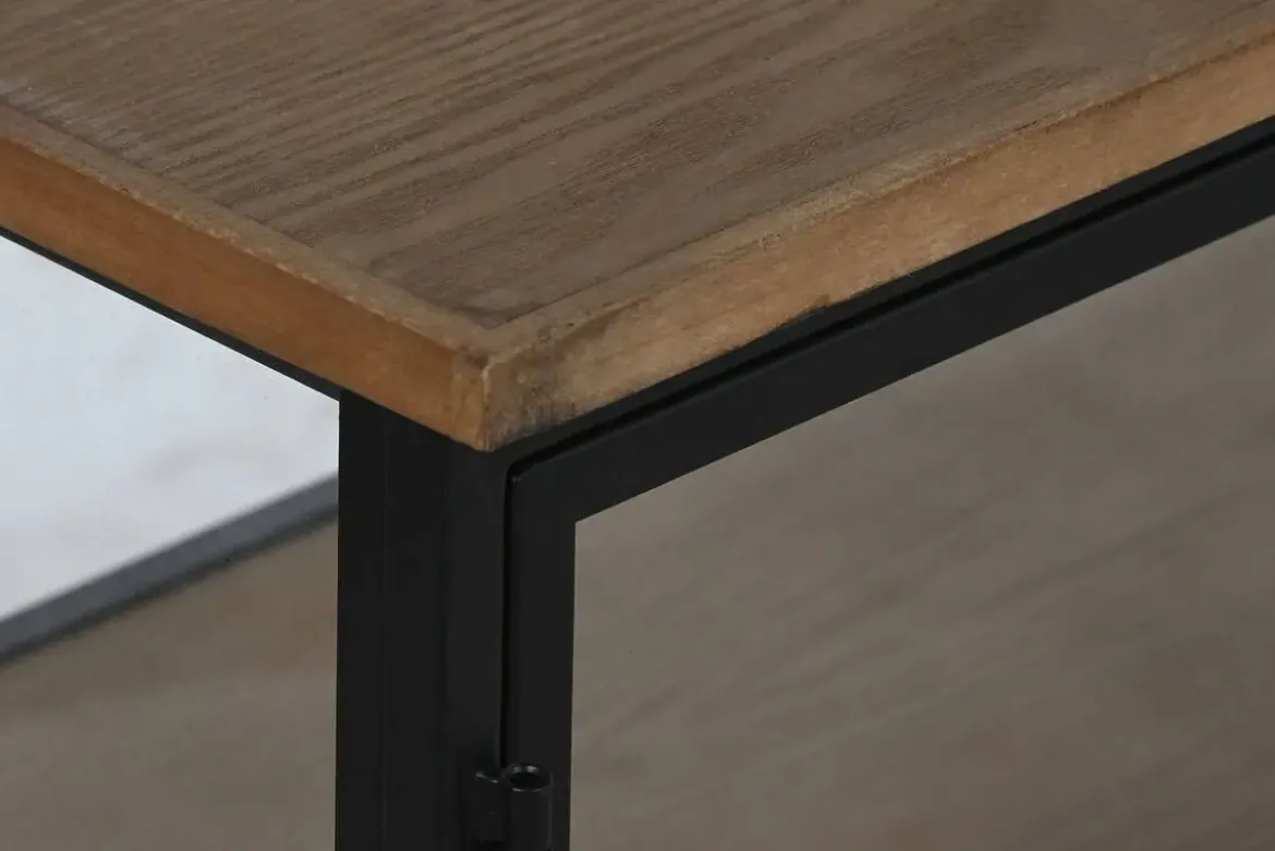 Botellero de Pared Industrial en Madera y Metal con Cristal MB-215977