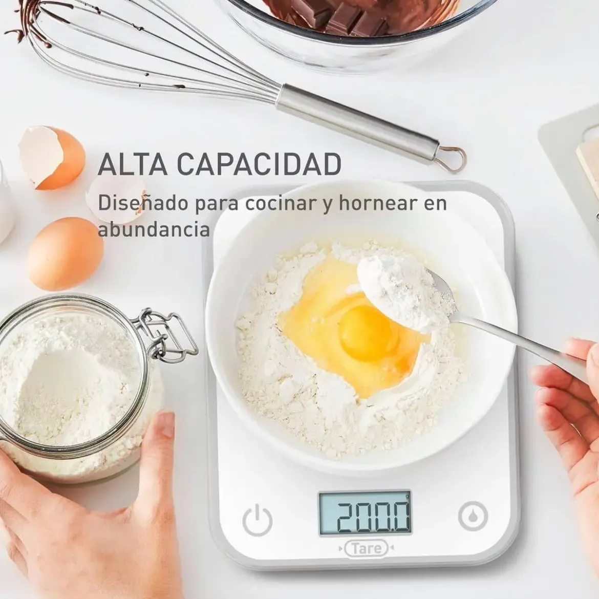 Báscula de Cocina Tefal de Vidrio Templado con Pantalla LED BC50U0