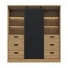 Buffet con 6 Cajones y LED en Roble Waterford y Negro KASZIMIRO KZMR631B-M328