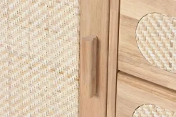 Buffet de Madera Rubberwood con Ratán Natural y 4 Cajones MB-212344