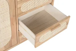 Buffet de Madera Rubberwood con Ratán Natural y 4 Cajones MB-212344