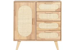 Buffet de Madera Rubberwood con Ratán Natural y 4 Cajones MB-212344