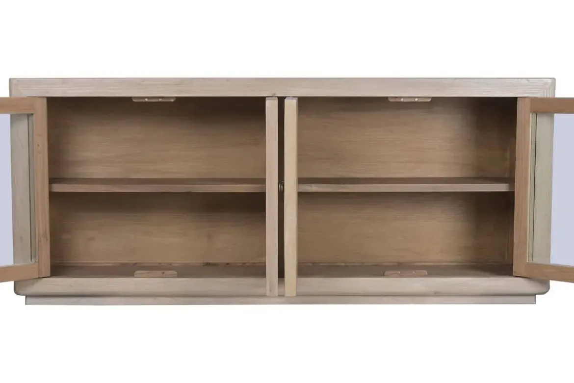 Buffet de Olmo Macizo con 4 Puertas de Cristal MB-226314