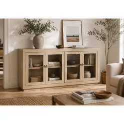 Buffet de Olmo Macizo con 4 Puertas de Cristal MB-226314
