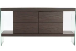 Buffet Moderno de MDF con Patas de Cristal Marrón Oscuro MB-204501