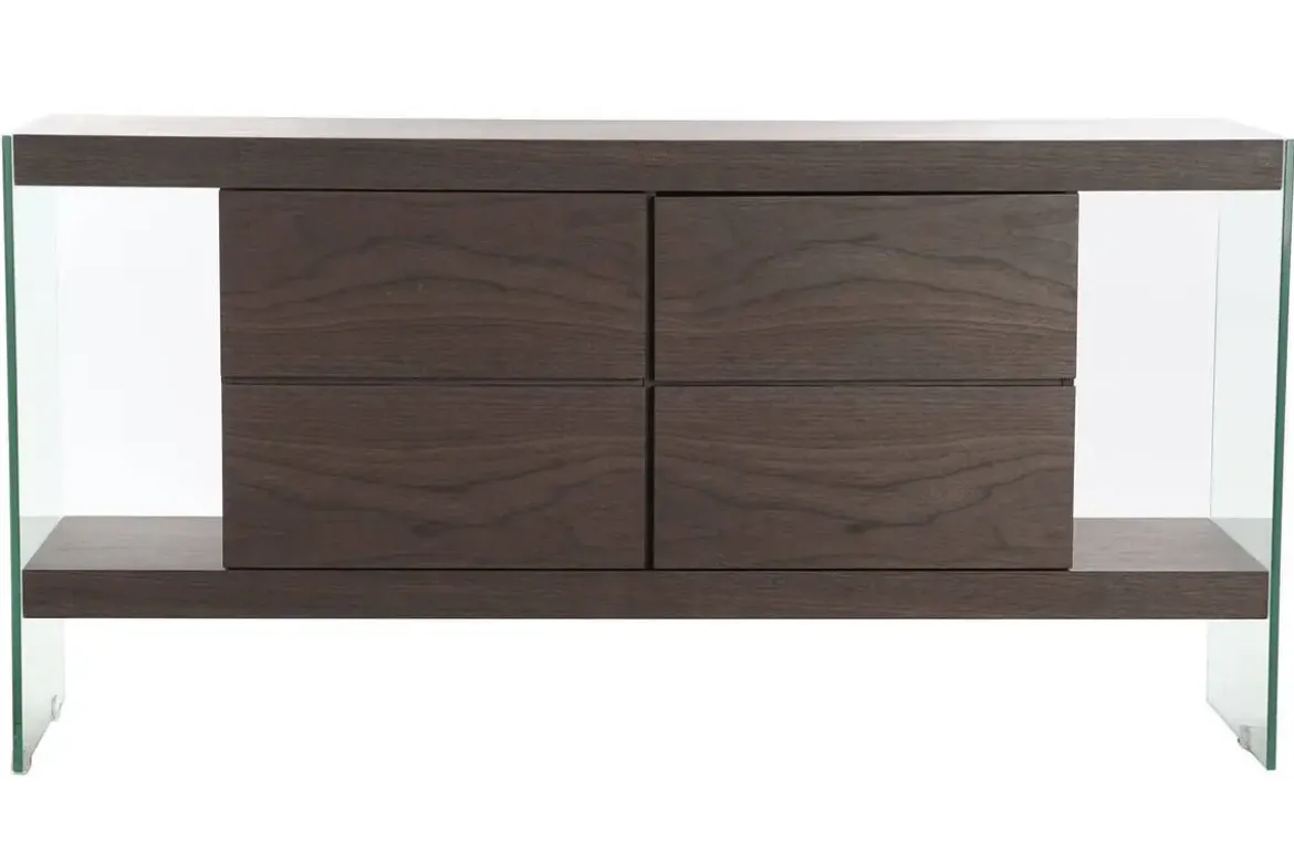 Buffet Moderno de MDF con Patas de Cristal Marrón Oscuro MB-204501