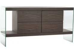 Buffet Moderno de MDF con Patas de Cristal Marrón Oscuro MB-204501