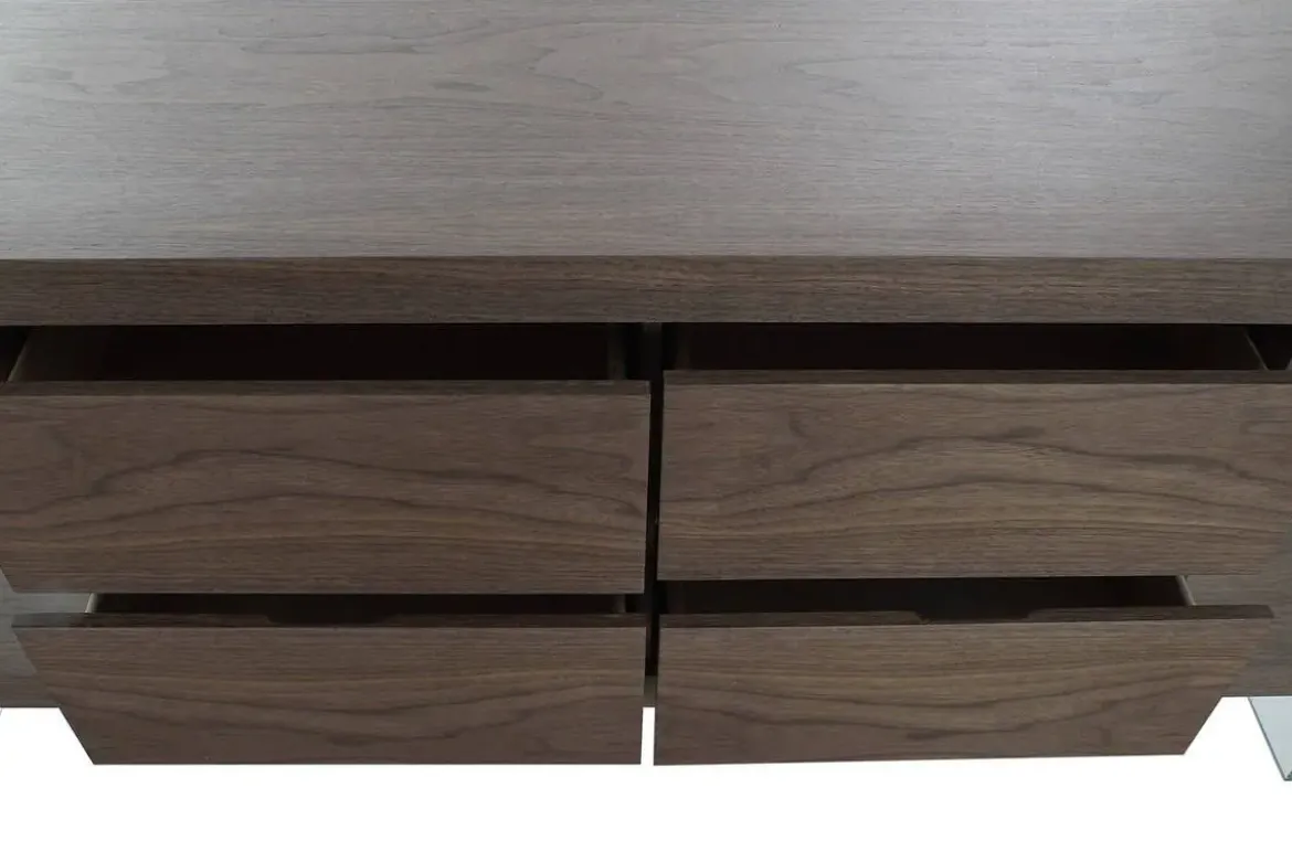 Buffet Moderno de MDF con Patas de Cristal Marrón Oscuro MB-204501
