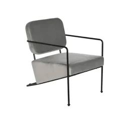 Butaca con Tapizado de Poliéster Color Gris y Patas de Metal MB-206616