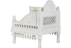 Butaca de Madera de Mango Tallada Decapé Beige MB-216488