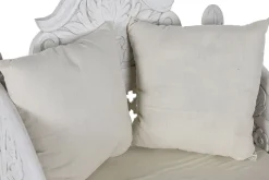 Butaca de Madera de Mango Tallada Decapé Beige MB-216488