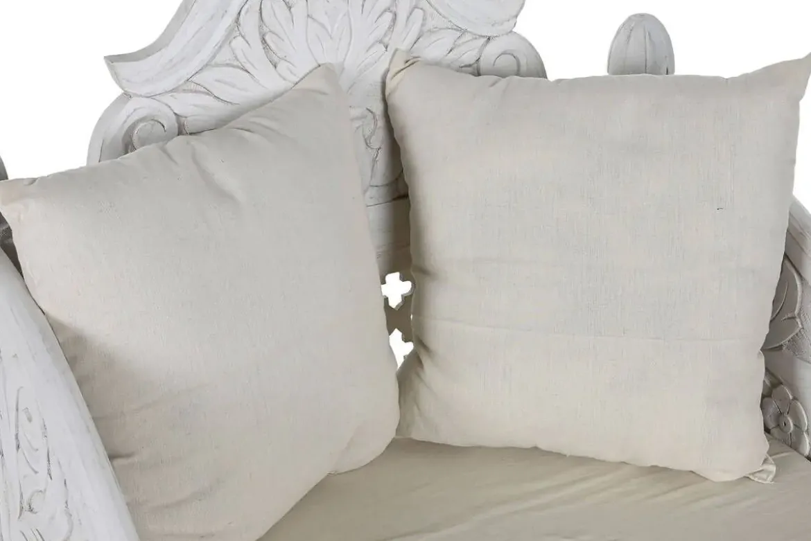 Butaca de Madera de Mango Tallada Decapé Beige MB-216488