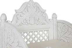 Butaca de Madera de Mango Tallada Decapé Beige MB-216488