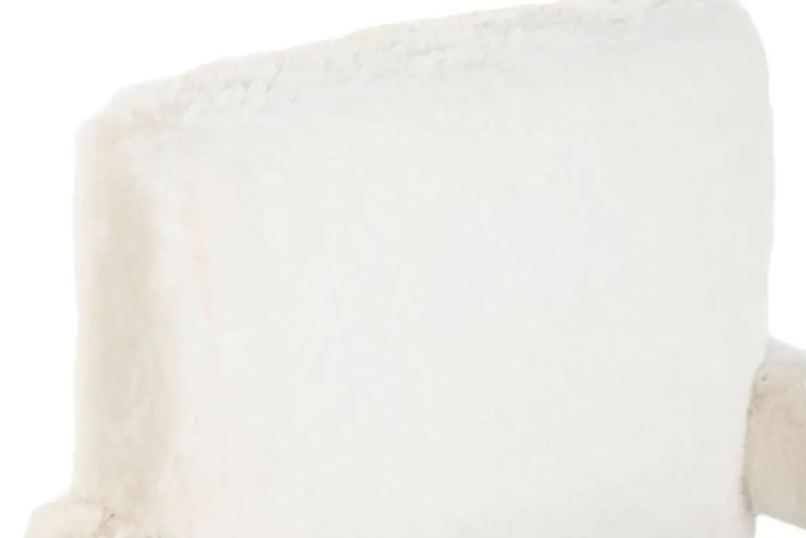 Butaca de Madera Tapizada en Pelo Blanco MB-220500