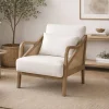 Butaca de Salón en Madera de Hevea y Ratán Beige MB-227839