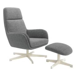 Butaca Giratoria Tapizada con Estructura de Metal Marfil con Ottoman FIGARA