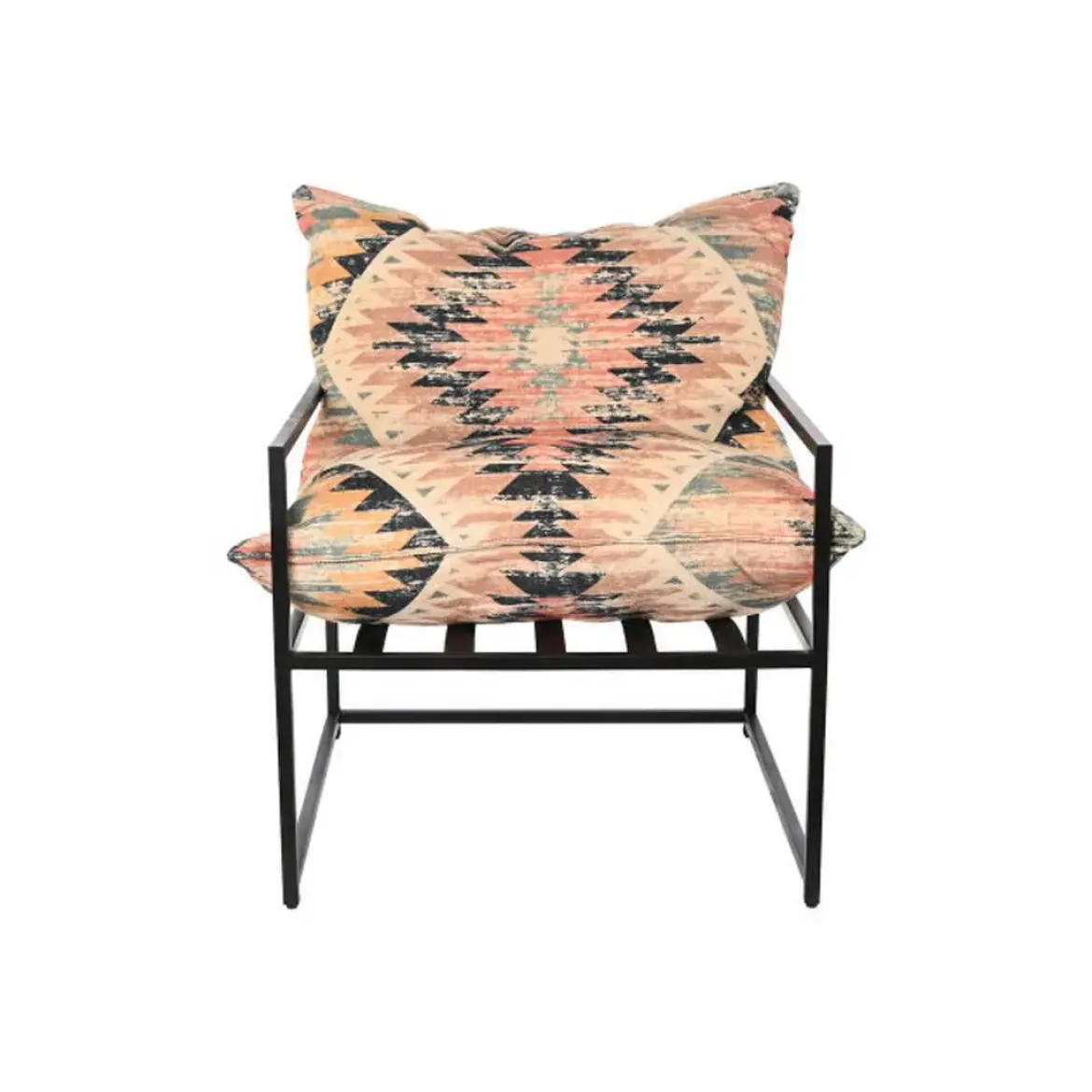 Butaca Kilim Multicolor y Metal Negro MB-206222