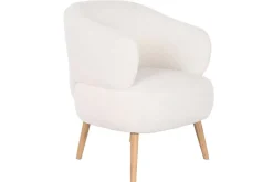 Butaca Tapizada Borreguito Blanco con Patas de Madera MB-206613