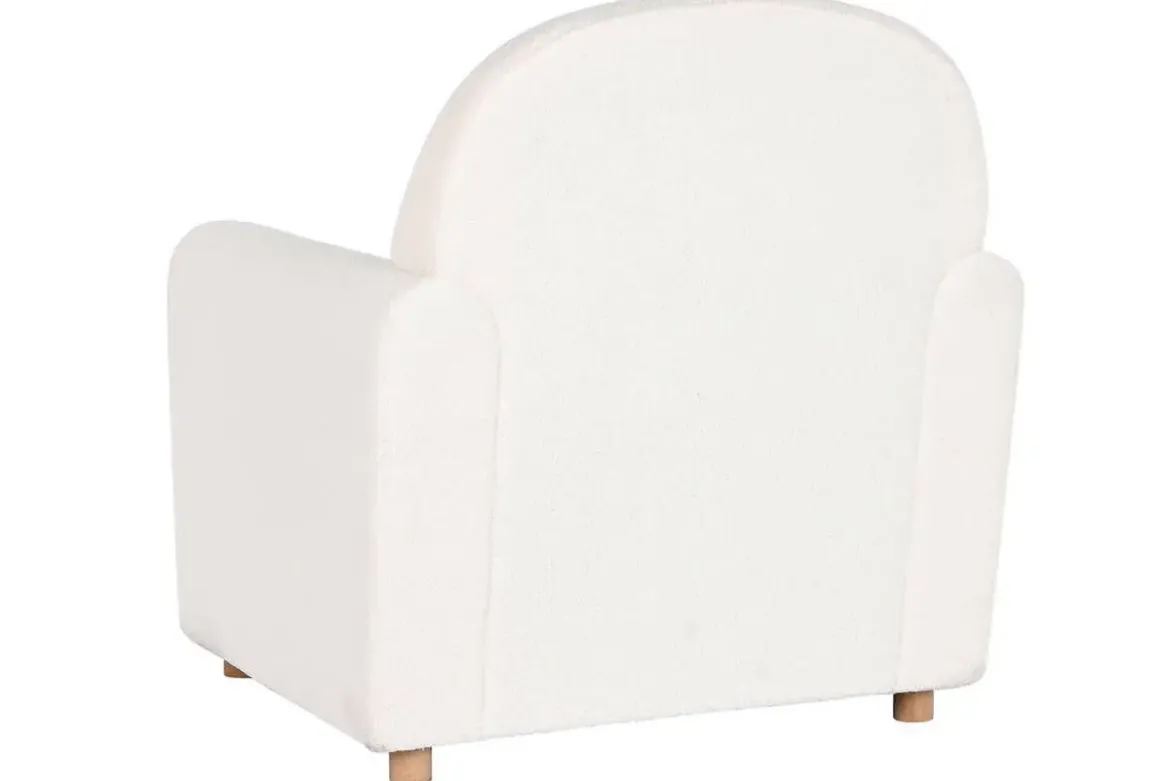 Butaca Tapizada Borreguito Blanco con Patas de Madera MB-206607
