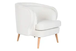 Butaca Tapizada en Poliéster Blanco con Patas de Madera MB-206609