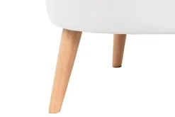 Butaca Tapizada en Poliéster Blanco con Patas de Madera MB-206609
