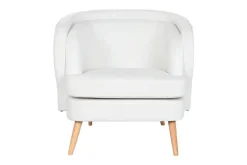 Butaca Tapizada en Poliéster Blanco con Patas de Madera MB-206609