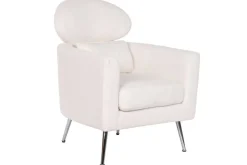 Butaca Tapizada en Poliéster Blanco con Patas Cromadas MB-210589