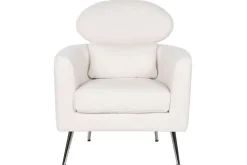 Butaca Tapizada en Poliéster Blanco con Patas Cromadas MB-210589