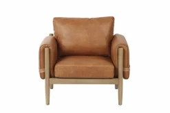 Butaca Tapizada Marrón con Estructura de Fresno MB-225978