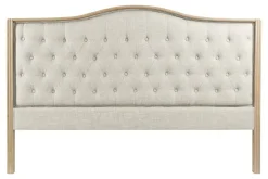 Cabecero Tapizado Capitoné en Lino Beige Rubberwood MB-179444