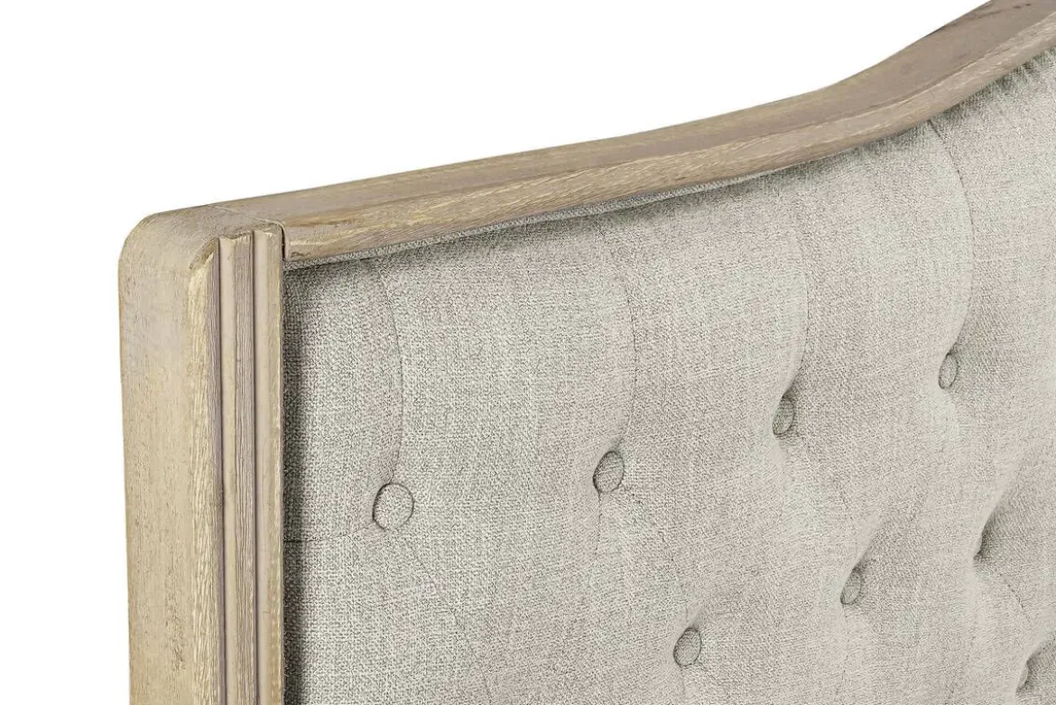 Cabecero Tapizado Capitoné en Lino Beige Rubberwood MB-179444