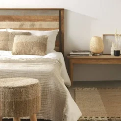 Cabezal de Madera Maciza de Mango 165 cm Gris GABAR 10712