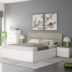 Cabezal y mesitas de noche roble Alaska y blanco Artik 016073C