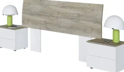 Cabezal y mesitas de noche roble Alaska y blanco Artik 016073C