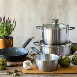 Cacerola Master 20 cm Acero Inoxidable con Tapa de Vidrio BRA A450353