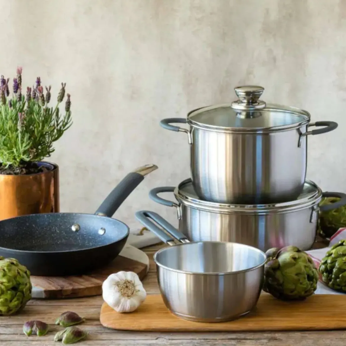 Cacerola Master 26 cm Acero Inoxidable con Tapa de Vidrio BRA A450356