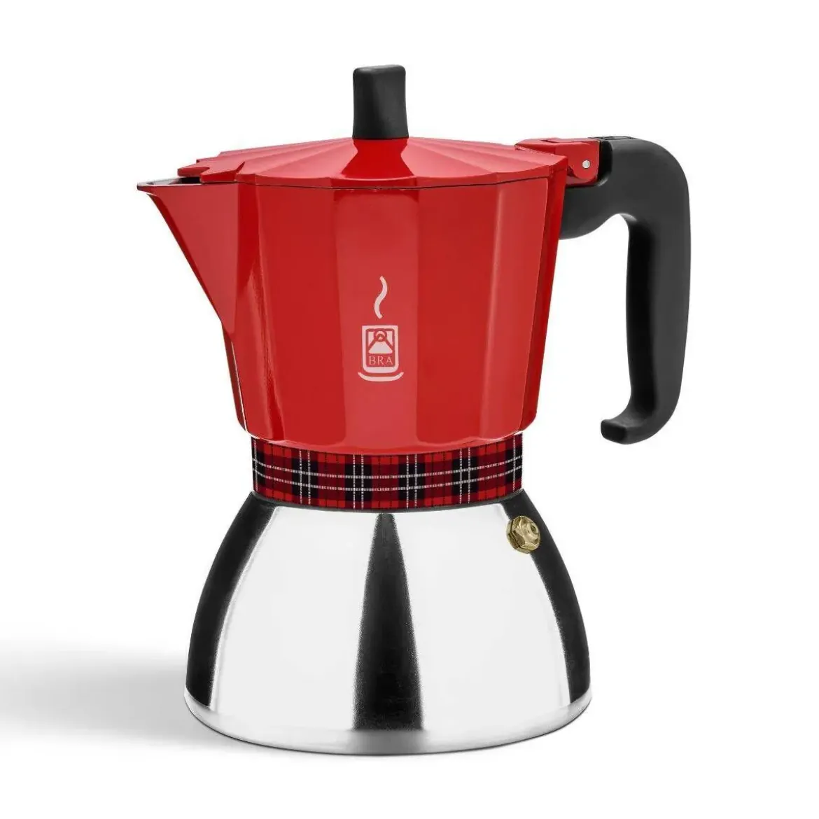 Cafetera Italiana 6 Tazas Inducción Roja BRA DELUXE A170616
